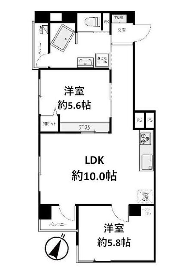 高円寺ダイヤモンドマンション(2LDK) 10階の間取り図
