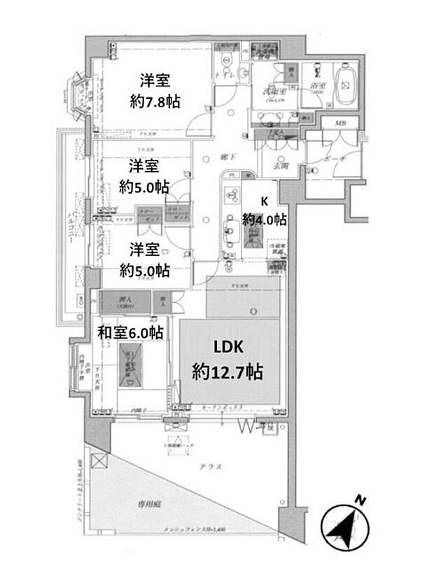 桜上水南パークハウス(4LDK) 1階の内観