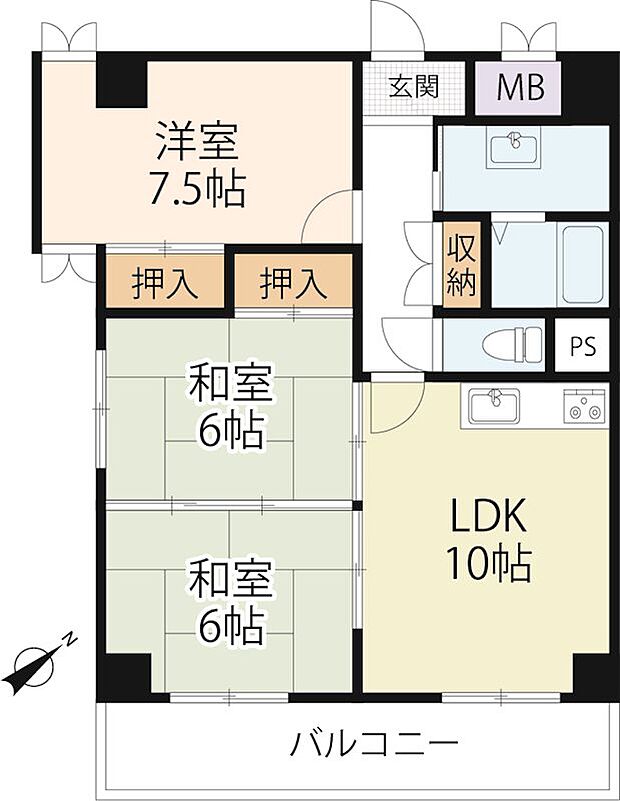 草津ロイヤルプラザ(3LDK) 1階の間取り図