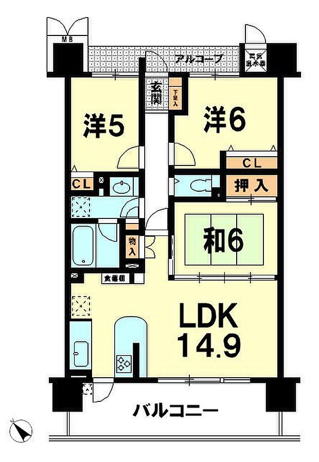 サーパス近江八幡(3LDK) 14階の内観