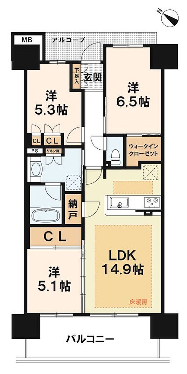 プラウド近江八幡(3LDK) 2階の間取り図