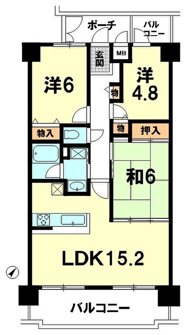 パサージュ彦根(3LDK) 6階/607の間取り図