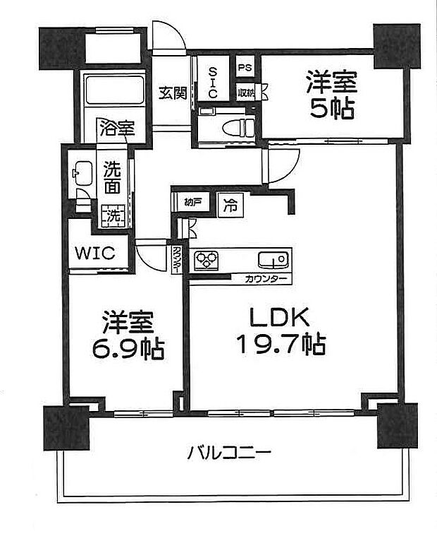 ベイシティタワーズ神戸WEST(2SLDK) 26階の間取り図