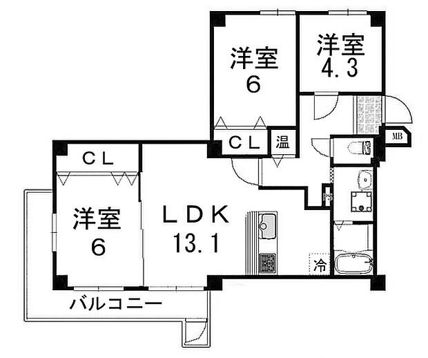 マンハイム桂(3LDK) 4階の間取り図