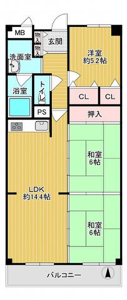 メゾンドール高石(3LDK) 1階の間取り図