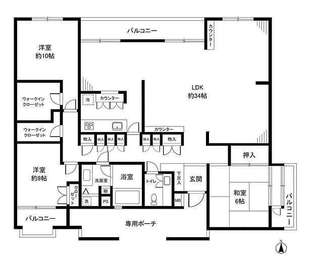 コンドミニアム桜(3LDK) 4階の間取り図