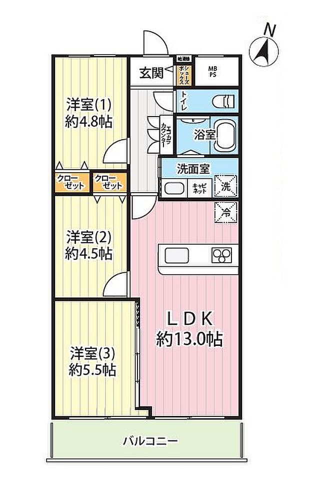 マンハイム八潮(3LDK) 2階の間取り図