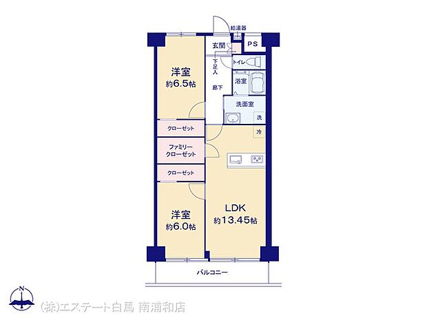 川口学園台スカイハイツ(2LDK) 1階の間取り図