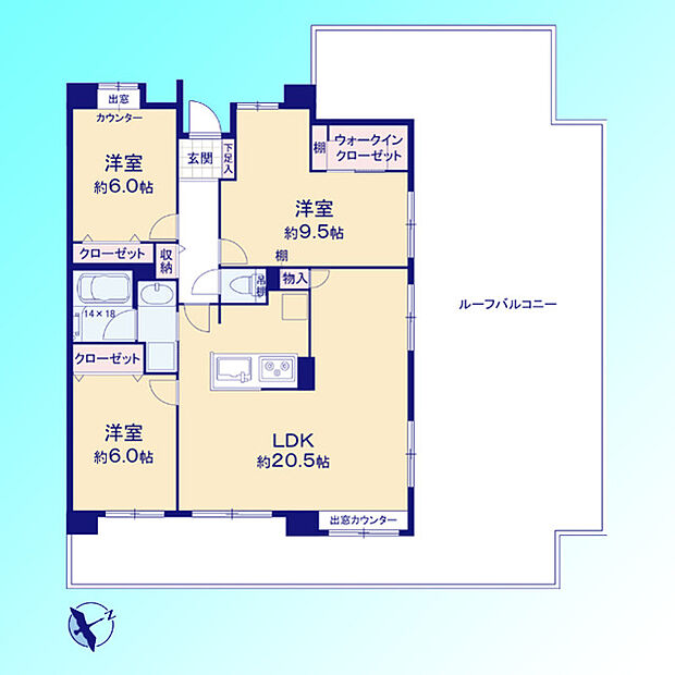 ダイアパレス川口新井宿(3LDK) 7階の間取り図