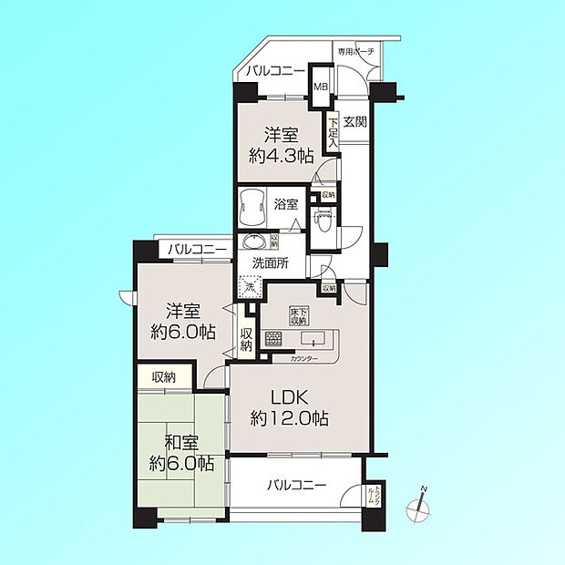 ネオステージ大宮(3LDK) 5階の間取り図