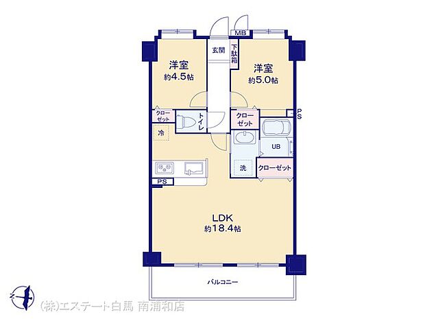 ライオンズマンション西新井高道公園(2LDK) 4階の間取り図