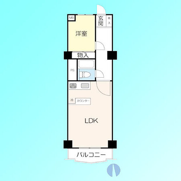 川口第二永谷マンション(1LDK) 5階の内観