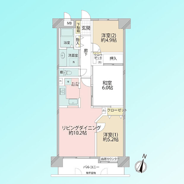 コスモ大宮(3LDK) 5階の間取り図