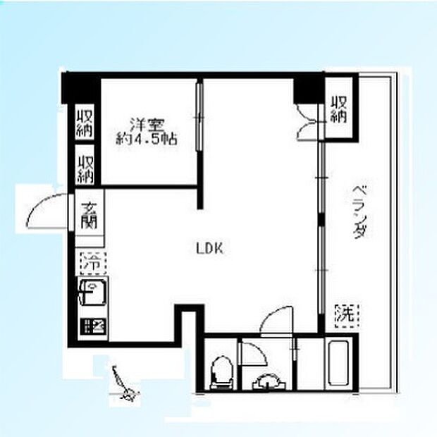 川口グレースマンション(1LDK) 9階の間取り図