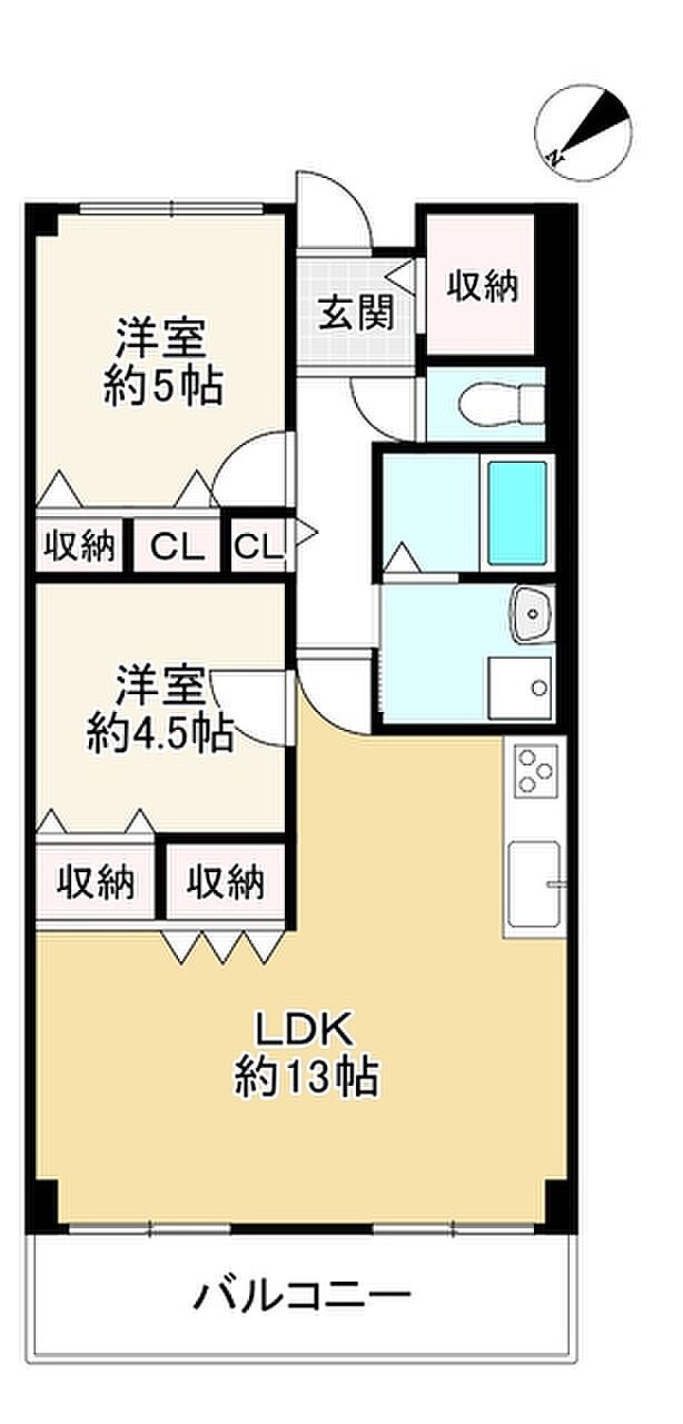 ルネ住之江(2LDK) 13階の間取り図