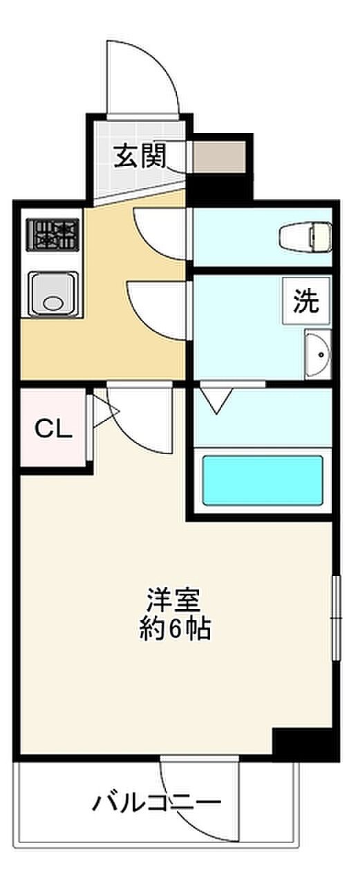 エスリード大阪ドームシティ(1K) 2階の間取り図