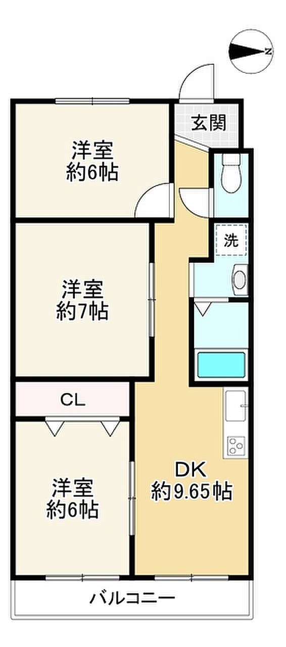 ロイヤルハイツあびこ(3DK) 4階の間取り図