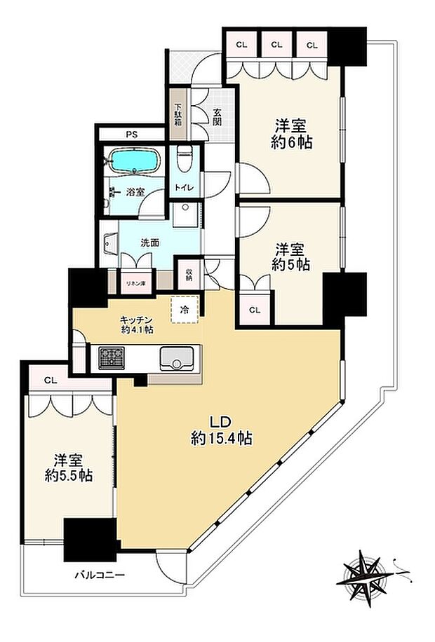 阿波座ライズタワーズフラッグ46(3LDK) 8階の内観