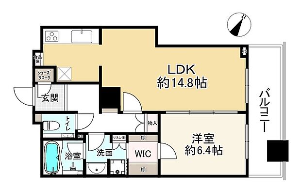 ザ・タワー大阪(1LDK) 15階の間取り図