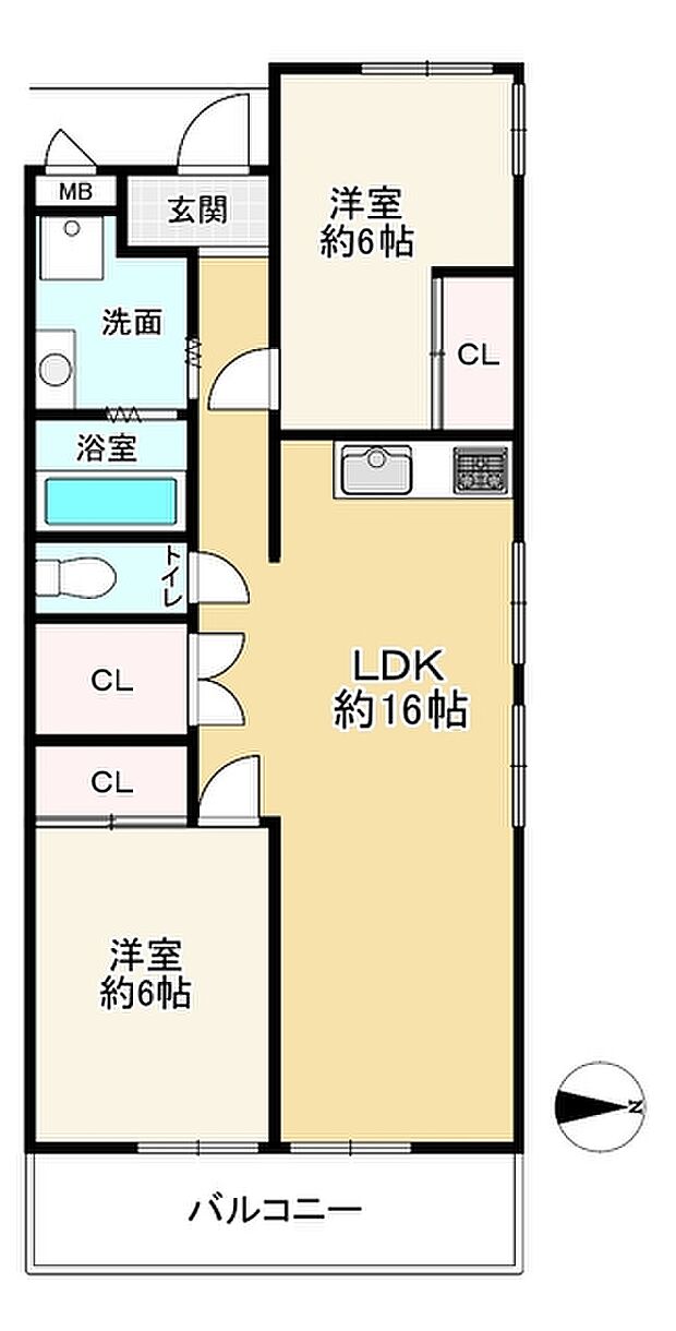 センチュリーパークユニ東梅田(2LDK) 8階の間取り図
