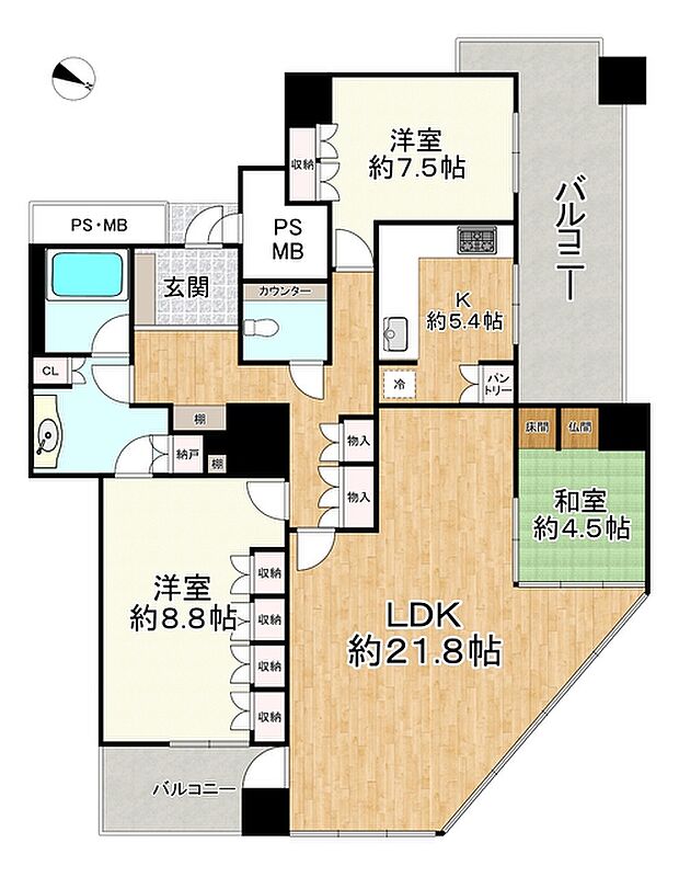クロスタワー大阪ベイ(3LDK) 51階の間取り図