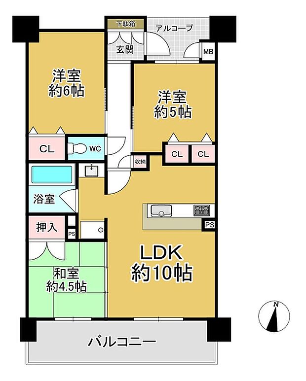 ルイシャトレ巽東(3LDK) 9階の間取り図