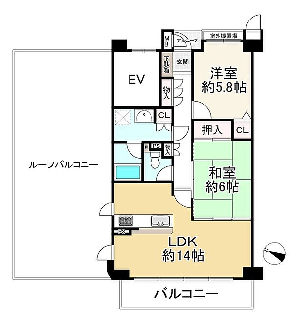 東急ドエル・アルス田辺(2LDK) 10階の間取り図