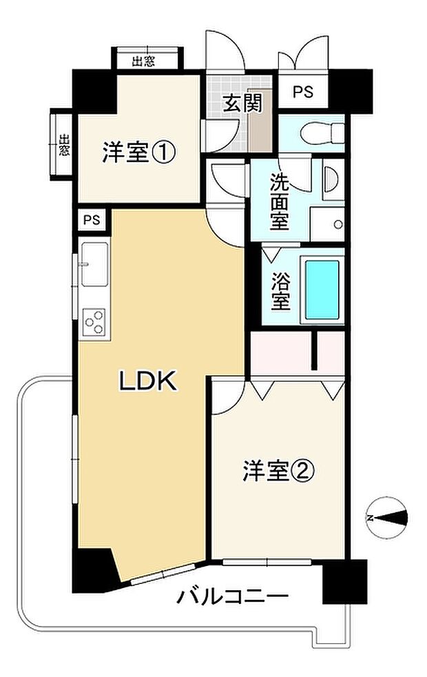 ノバカネイチ天王寺(2LDK) 3階の間取り図