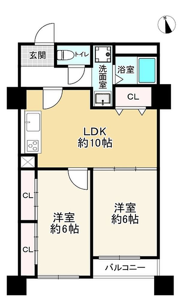 勝山タウンハイツ(2LDK) 3階の間取り図