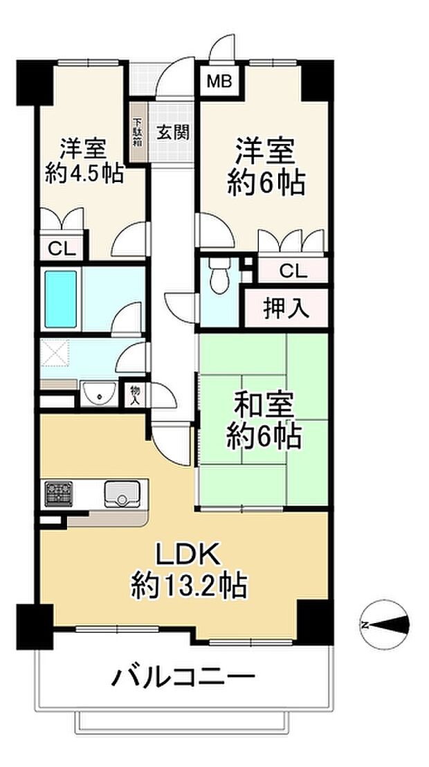 コスモあべの坂ガーデンズ(3LDK) 9階の間取り図