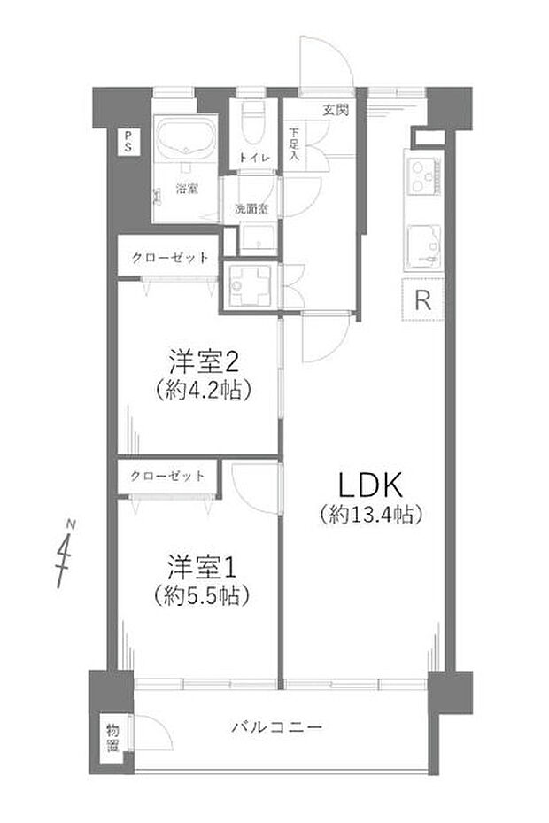 川口並木町ビル(2LDK) 7階の間取り図