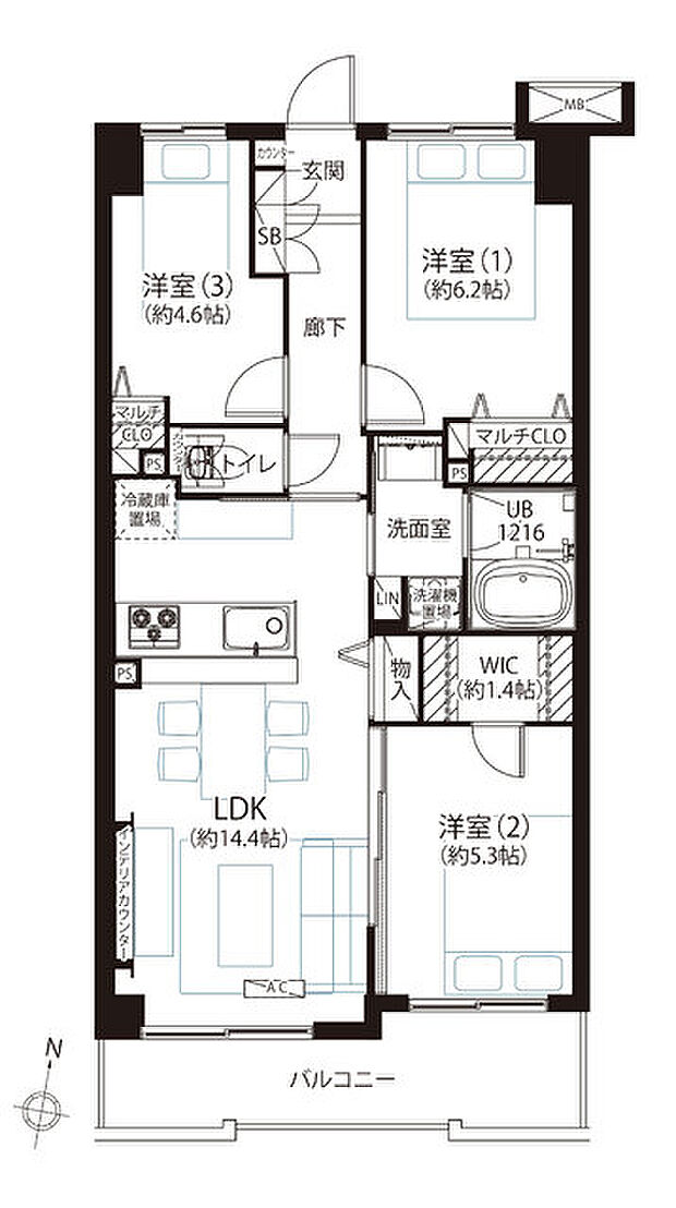 ソルフェスタ赤羽(3LDK) 10階の間取り図