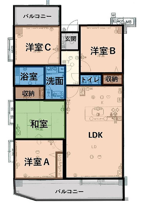 チサンマンション大江(4LDK) 7階/701の内観