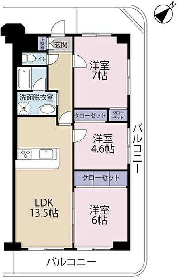 サンピア鎌ケ谷(3LDK) 9階の間取り図