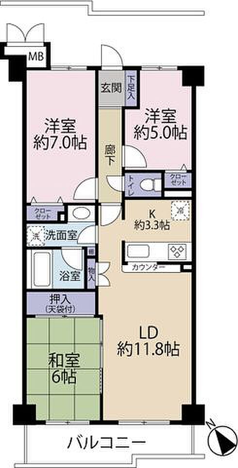 モア・ステージ新浦安(3LDK) 4階の間取り図