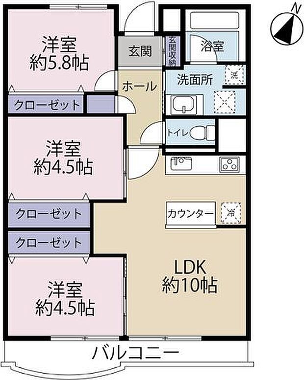 新日本サンライズ行徳(3LDK) 1階の間取り図