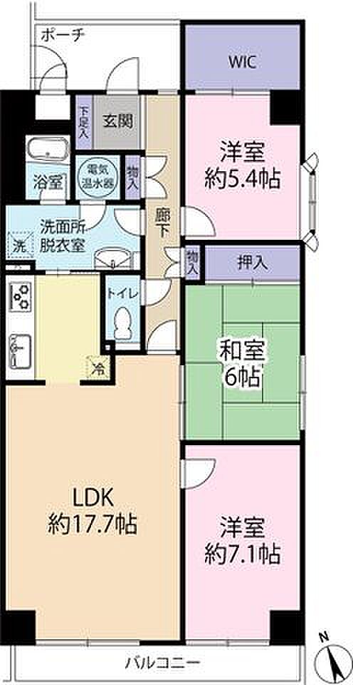 エクステ東松戸(3LDK) 6階の間取り図