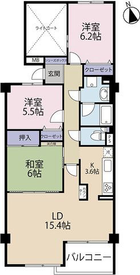 コスモ津田沼イーストコア(3LDK) 1階の間取り図