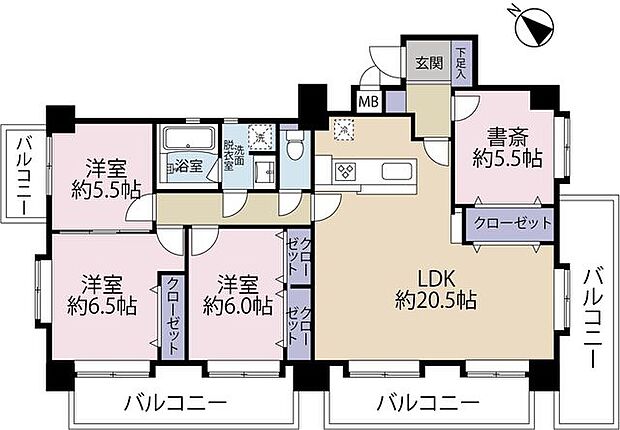 ライオンズマンション西葛西第二(4LDK) 9階の間取り図