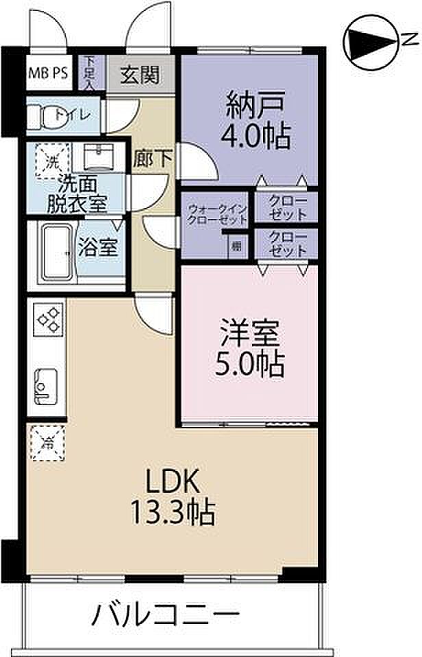 ライオンズマンション船橋第七(1SLDK) 4階の間取り図