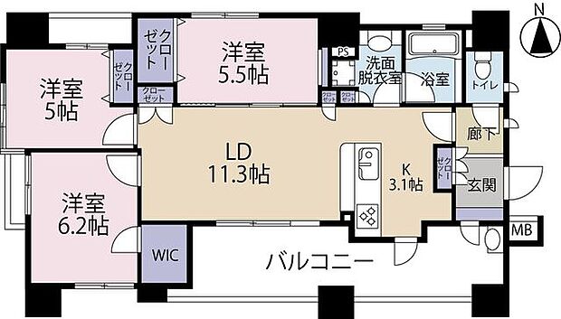 ルネサンスフォーラム瑞江ガーデン(3LDK) 2階の間取り図