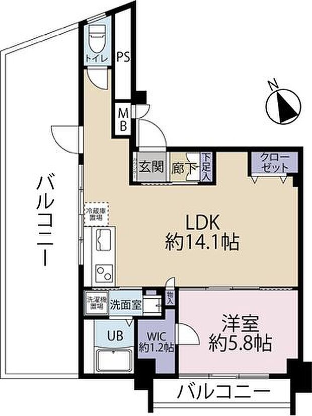 ナガサキヤハビテーション(1LDK) 8階の間取り図