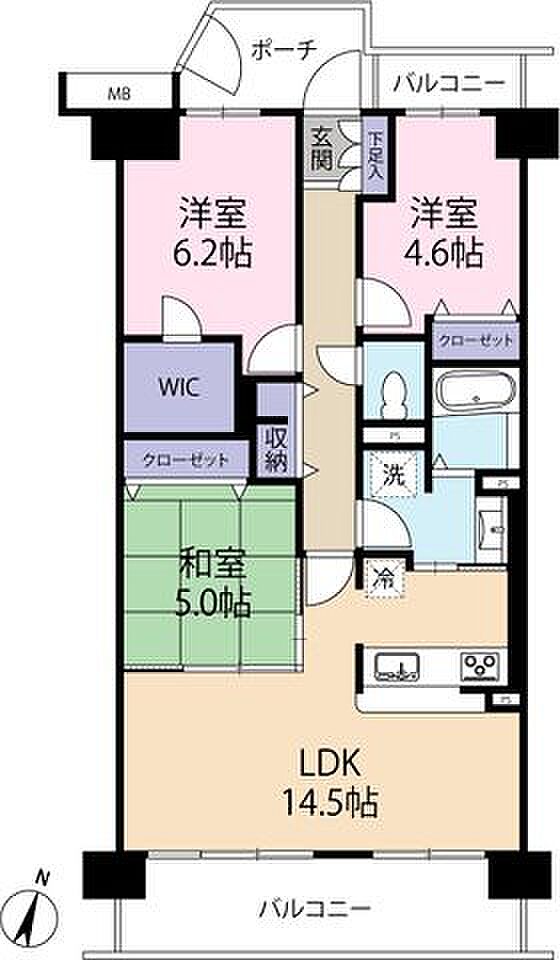 エステ・シティ船橋弐番館(3LDK) 2階の間取り図