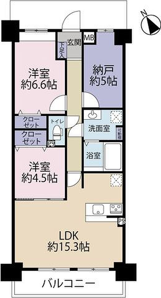 ネオハイツ鎌ケ谷弐番館(3LDK) 6階の間取り図