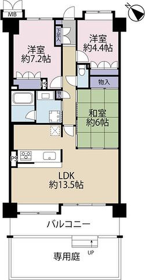 カクタス北習志野(3LDK) 1階の間取り図