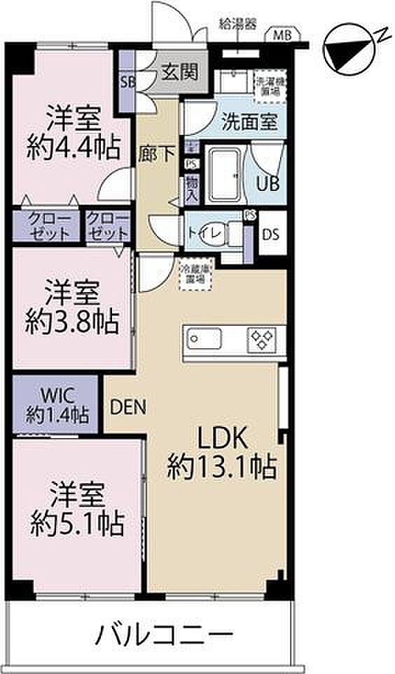 ルネ西船橋1号棟(3LDK) 8階の間取り図