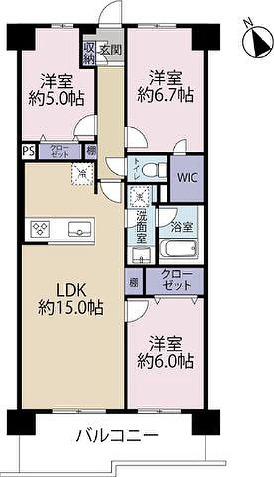 エステ・スクエア松戸(3LDK) 12階の間取り図