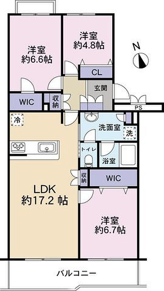 エステート夏見住宅2号棟(3LDK) 2階の間取り図