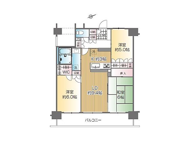 クリオ武蔵砂川壱番館(3LDK) 6階の間取り図