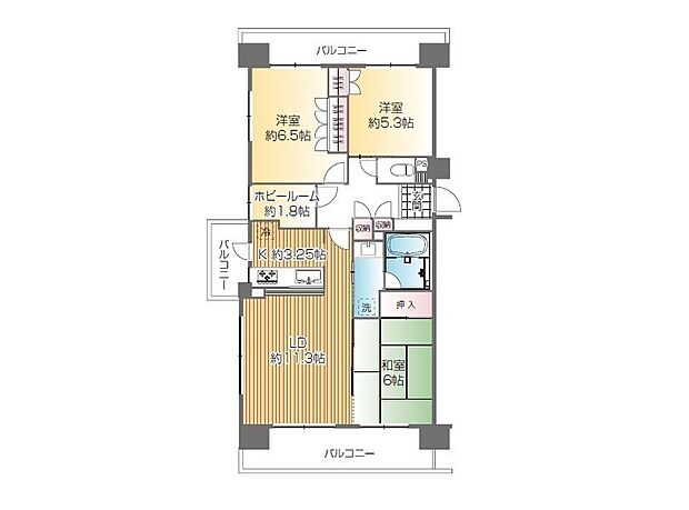 クリオ武蔵砂川壱番館(3LDK) 6階の間取り図